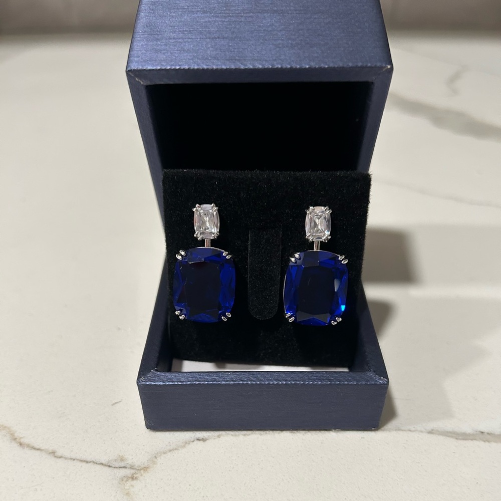 Sapphire Blue and Silver Drop Earrings